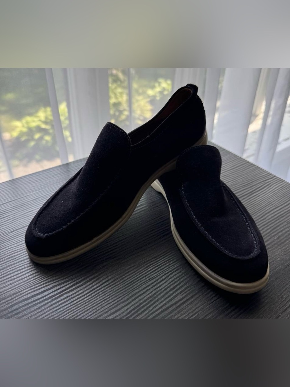EUC Brooks Brothers Sz 8.5 Navy Blue Suede Flats Loafers Made In Italy Women's